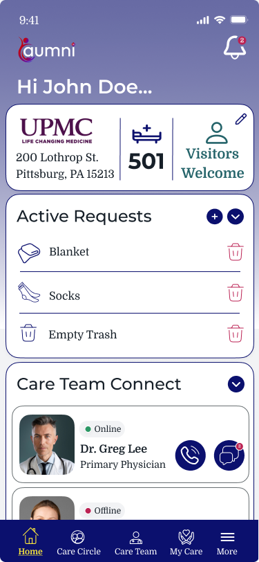 Aumni Health App Interface